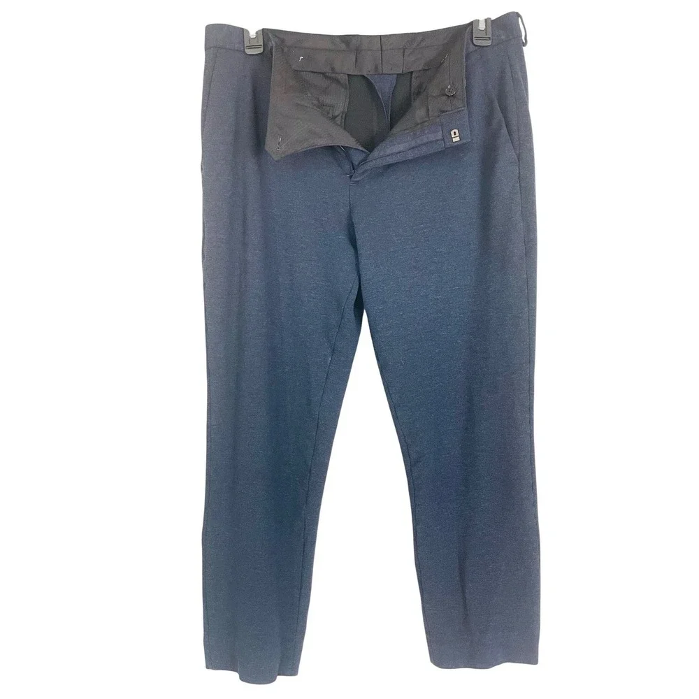 Express Mens Performance Heather Blue Stretch Dress Pants Flat Front Size 34X32
